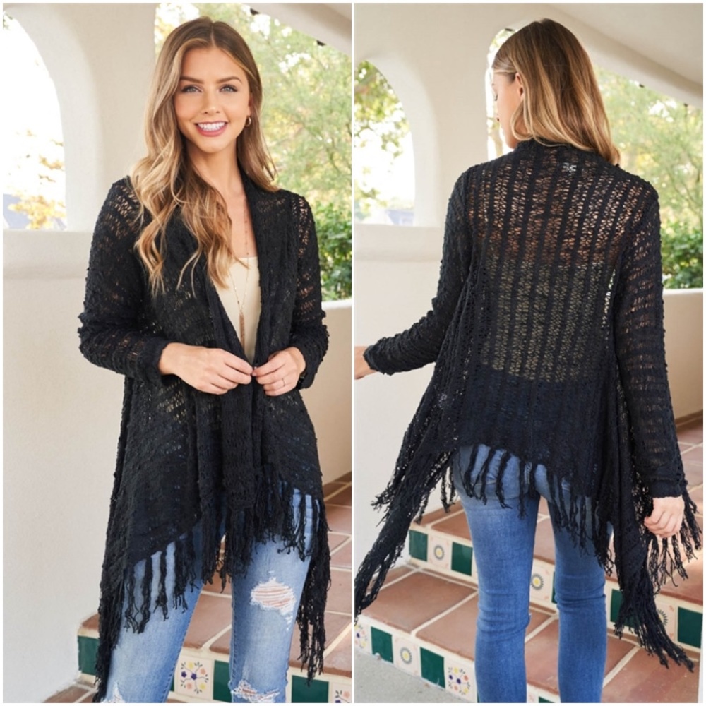 #27 Black Fringe Cardigan sweater